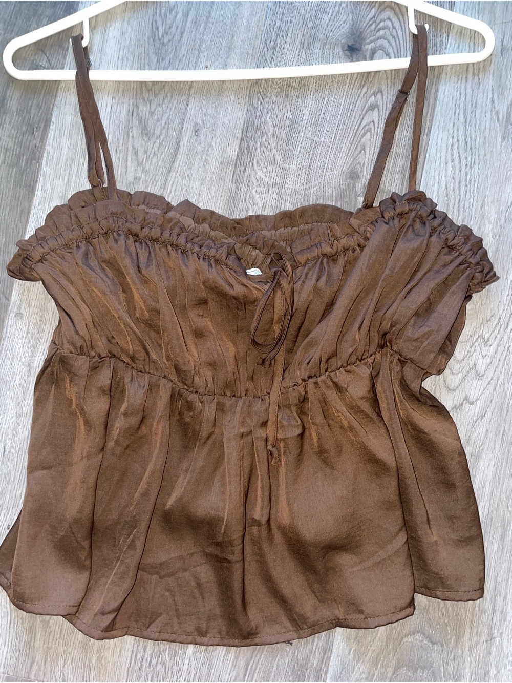 American Eagle Outfitters Brown Ruffled Spaghetti Strap Cami